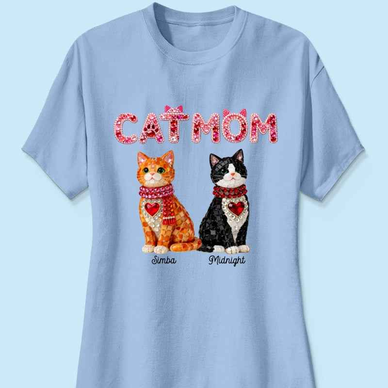 Cat Mom Shiny Pattern - Personalized Shirt - Unique Valentine's Day Gift for Cat Moms