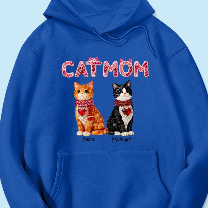 Cat Mom Shiny Pattern - Personalized Shirt - Unique Valentine's Day Gift for Cat Moms