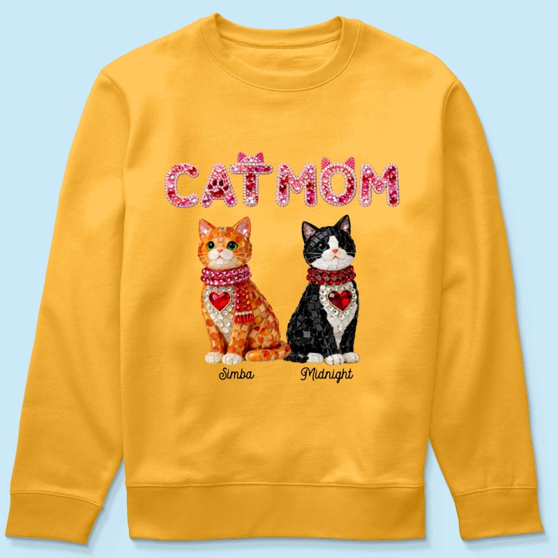 Cat Mom Shiny Pattern - Personalized Shirt - Unique Valentine's Day Gift for Cat Moms