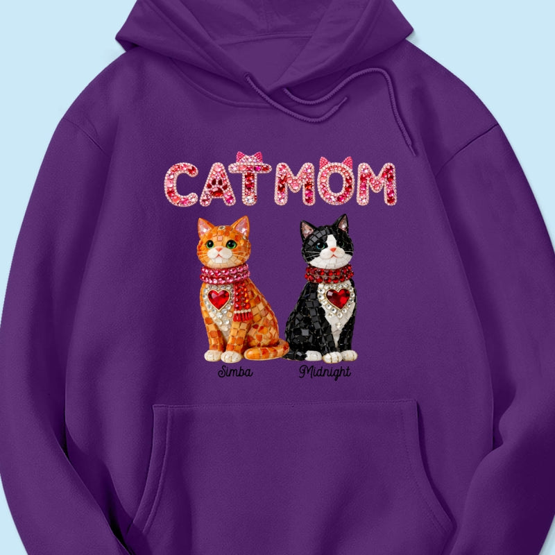 Cat Mom Shiny Pattern - Personalized Shirt - Unique Valentine's Day Gift for Cat Moms