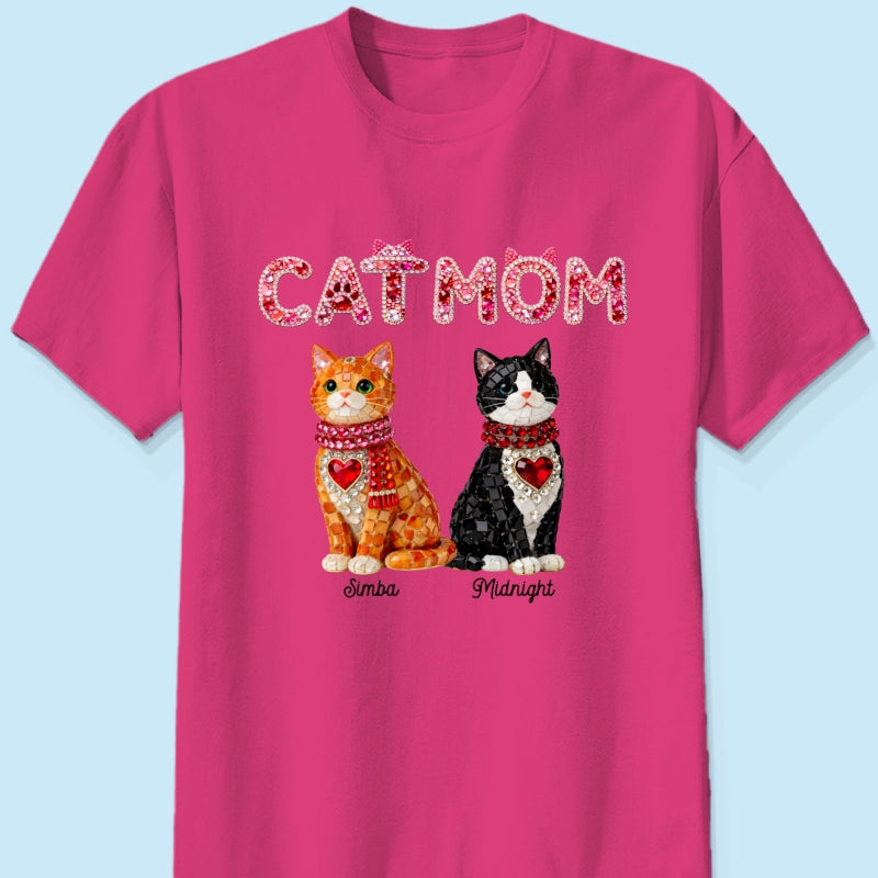 Cat Mom Shiny Pattern - Personalized Shirt - Unique Valentine's Day Gift for Cat Moms