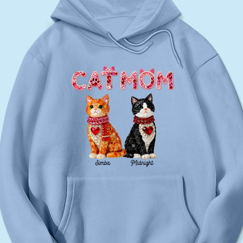 Cat Mom Shiny Pattern - Personalized Shirt - Unique Valentine's Day Gift for Cat Moms