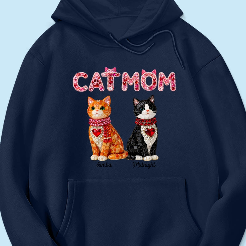 Cat Mom Shiny Pattern - Personalized Shirt - Unique Valentine's Day Gift for Cat Moms