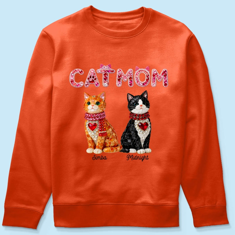 Cat Mom Shiny Pattern - Personalized Shirt - Unique Valentine's Day Gift for Cat Moms