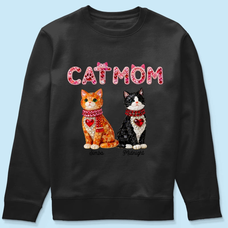 Cat Mom Shiny Pattern - Personalized Shirt - Unique Valentine's Day Gift for Cat Moms