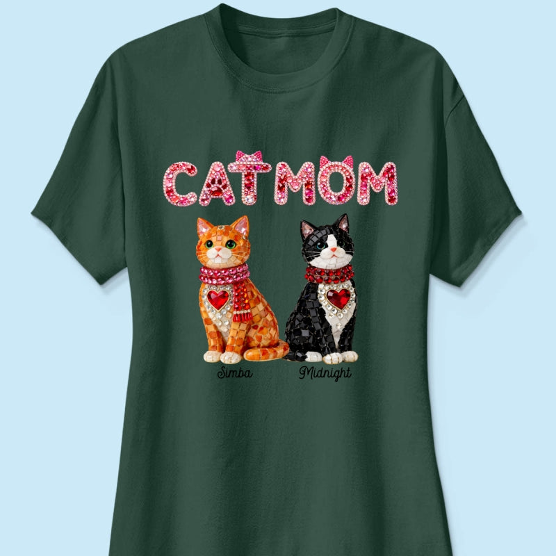 Cat Mom Shiny Pattern - Personalized Shirt - Unique Valentine's Day Gift for Cat Moms