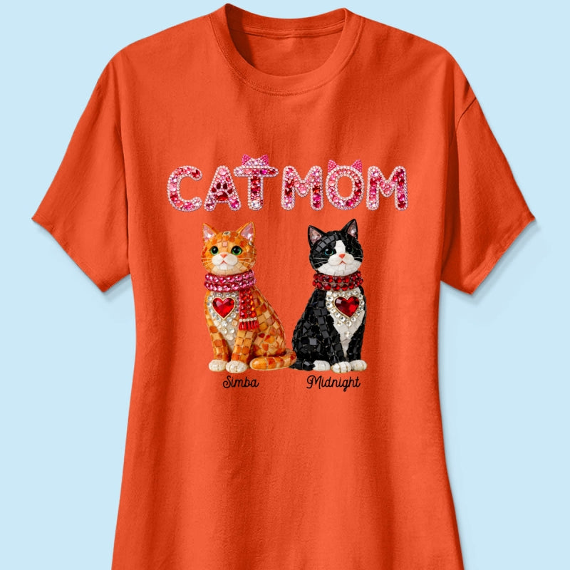 Cat Mom Shiny Pattern - Personalized Shirt - Unique Valentine's Day Gift for Cat Moms