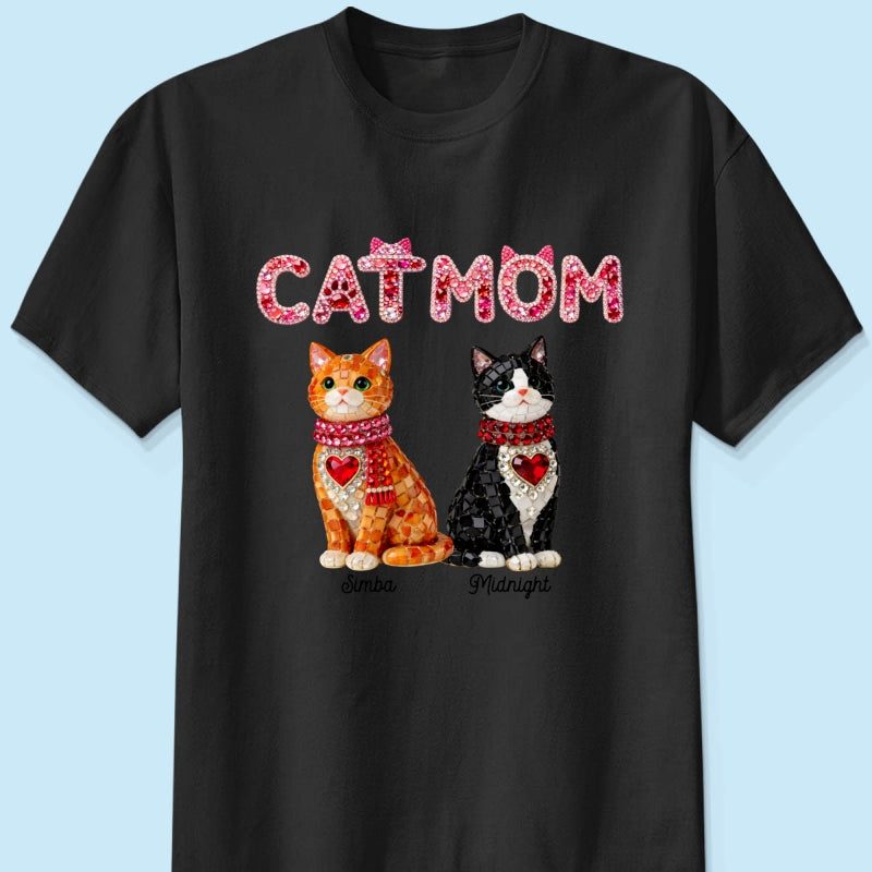 Cat Mom Shiny Pattern - Personalized Shirt - Unique Valentine's Day Gift for Cat Moms
