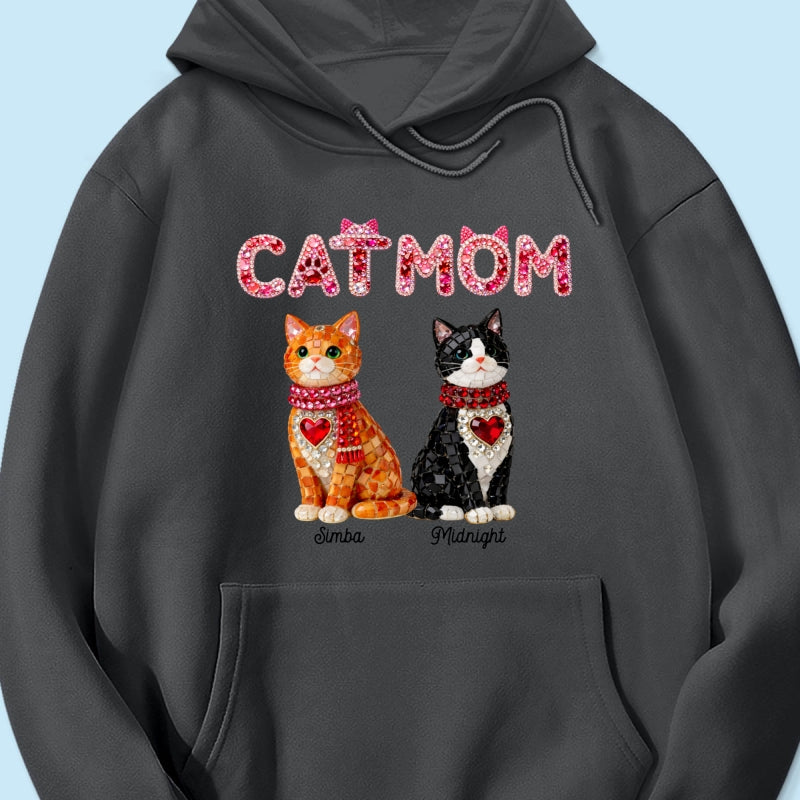 Cat Mom Shiny Pattern - Personalized Shirt - Unique Valentine's Day Gift for Cat Moms