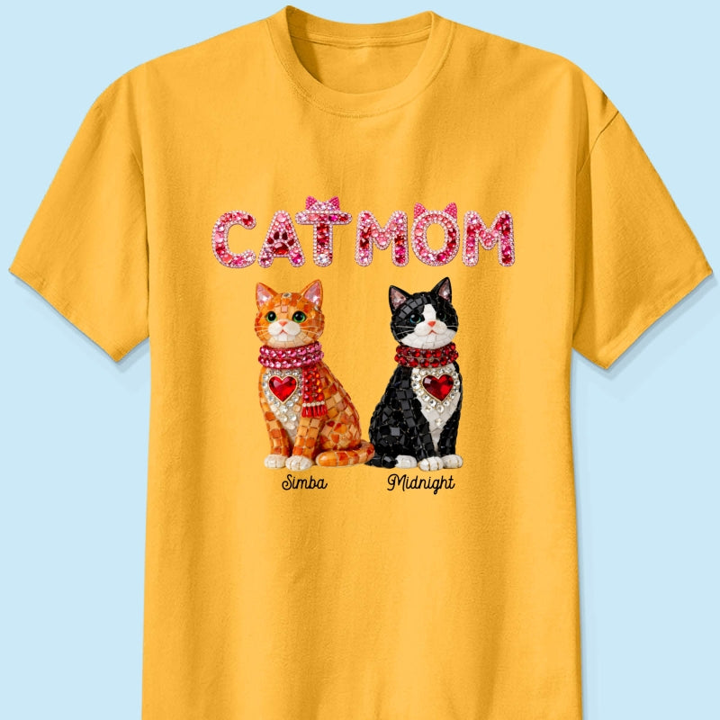Cat Mom Shiny Pattern - Personalized Shirt - Unique Valentine's Day Gift for Cat Moms