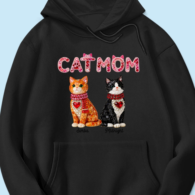 Cat Mom Shiny Pattern - Personalized Shirt - Unique Valentine's Day Gift for Cat Moms