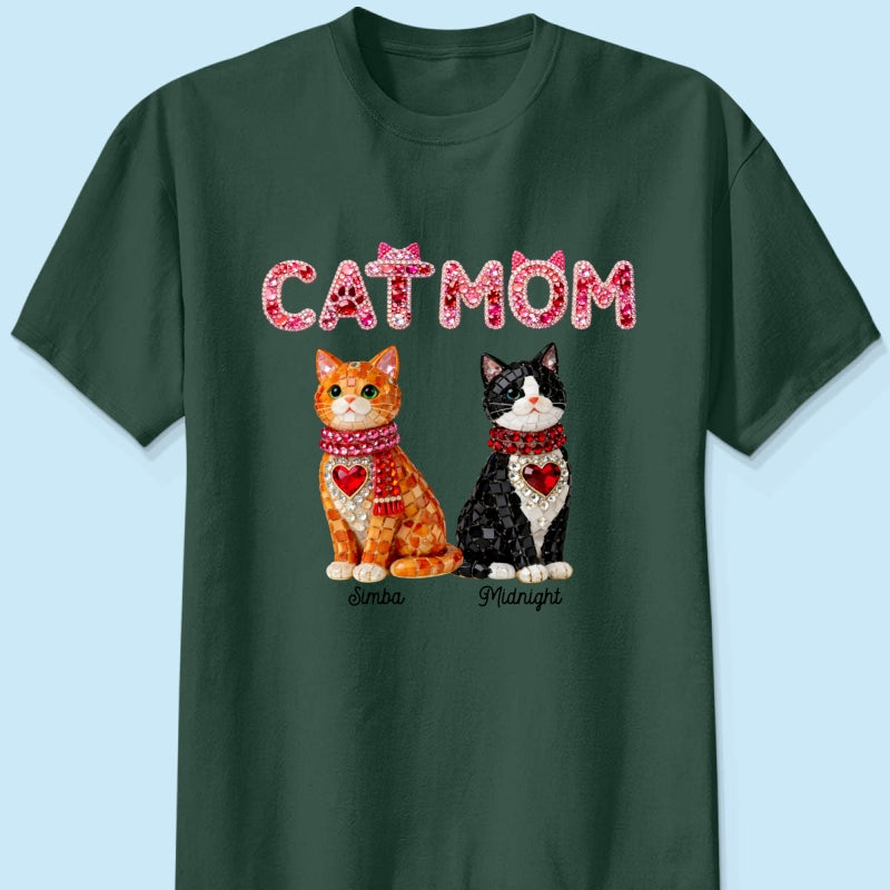 Cat Mom Shiny Pattern - Personalized Shirt - Unique Valentine's Day Gift for Cat Moms