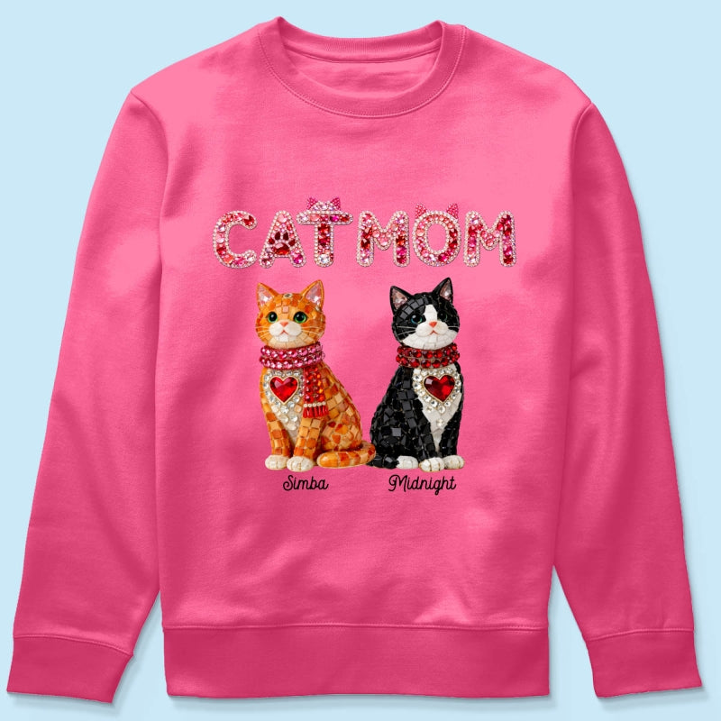 Cat Mom Shiny Pattern - Personalized Shirt - Unique Valentine's Day Gift for Cat Moms