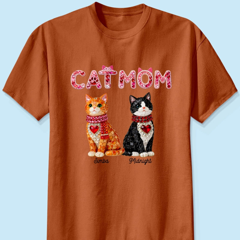 Cat Mom Shiny Pattern - Personalized Shirt - Unique Valentine's Day Gift for Cat Moms