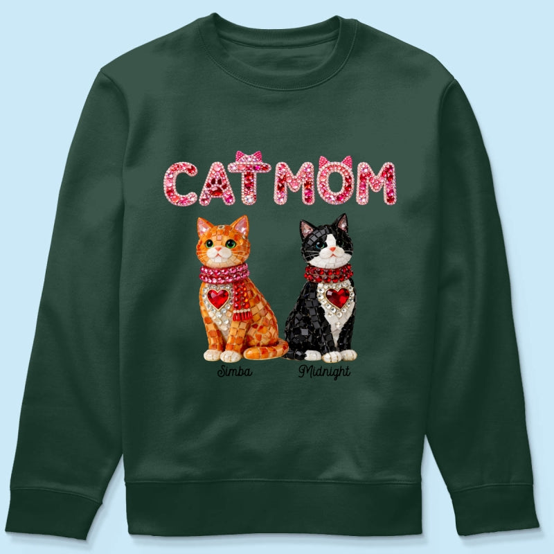 Cat Mom Shiny Pattern - Personalized Shirt - Unique Valentine's Day Gift for Cat Moms