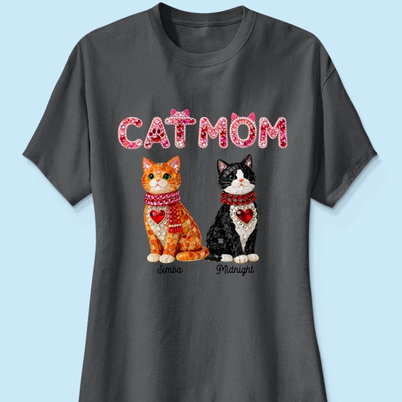 Cat Mom Shiny Pattern - Personalized Shirt - Unique Valentine's Day Gift for Cat Moms