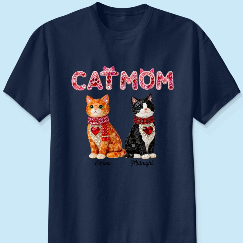 Cat Mom Shiny Pattern - Personalized Shirt - Unique Valentine's Day Gift for Cat Moms
