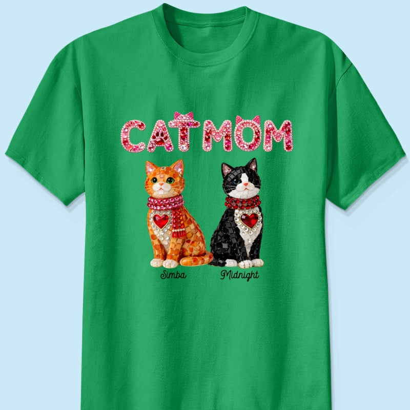 Cat Mom Shiny Pattern - Personalized Shirt - Unique Valentine's Day Gift for Cat Moms