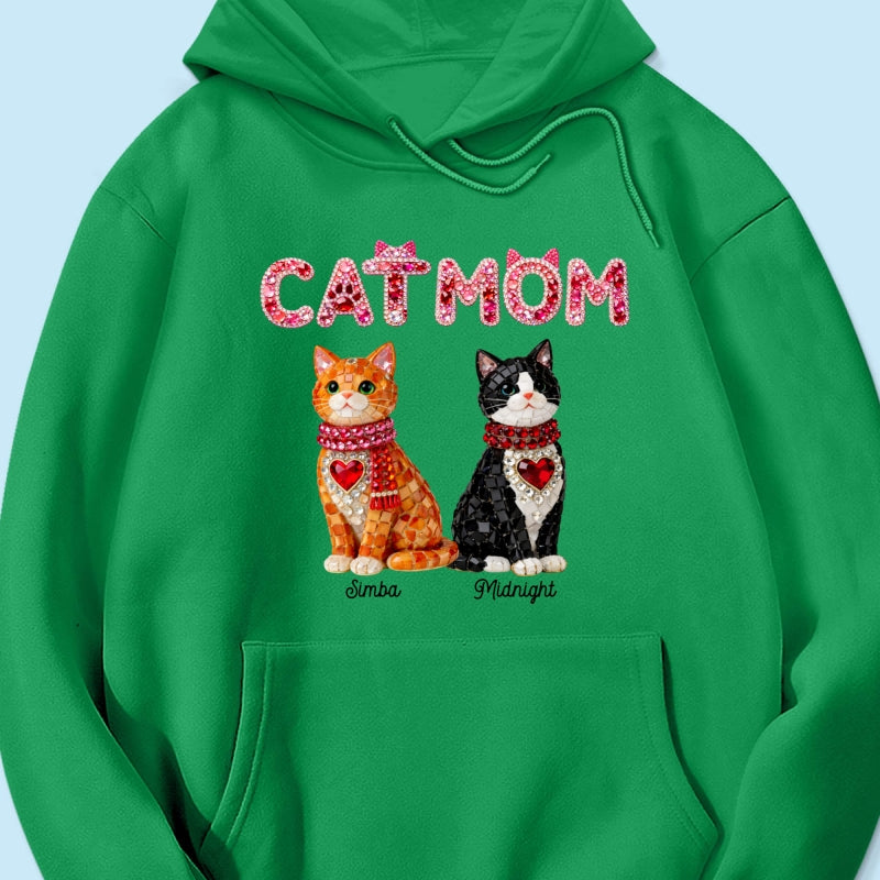 Cat Mom Shiny Pattern - Personalized Shirt - Unique Valentine's Day Gift for Cat Moms
