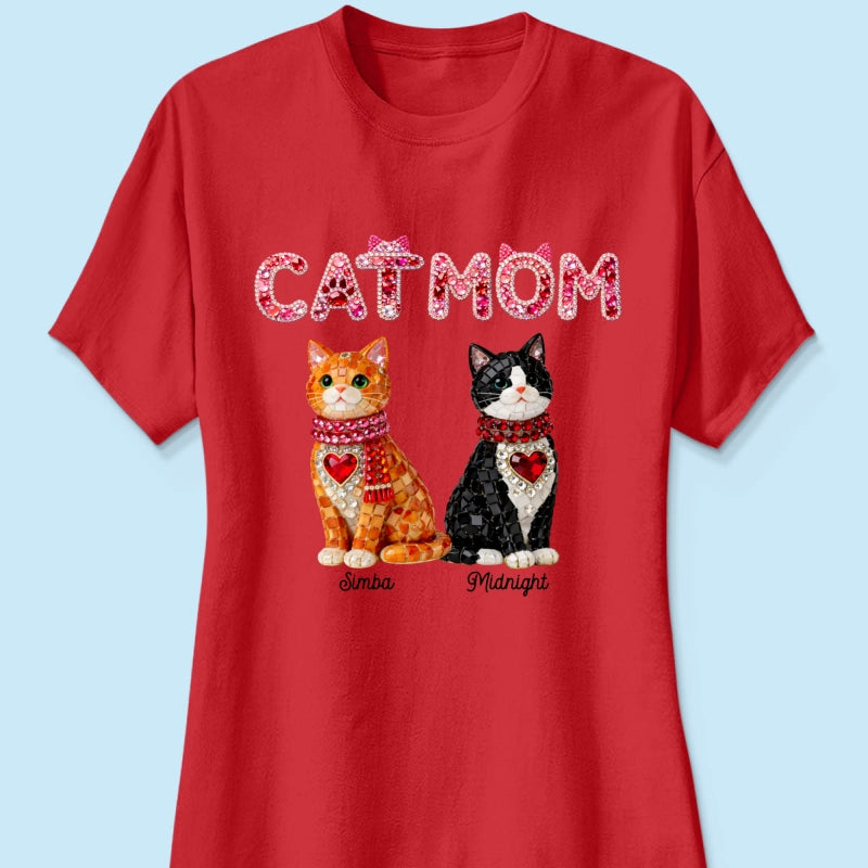 Cat Mom Shiny Pattern - Personalized Shirt - Unique Valentine's Day Gift for Cat Moms
