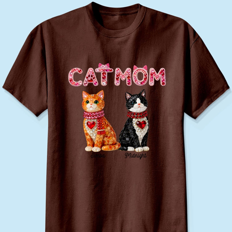 Cat Mom Shiny Pattern - Personalized Shirt - Unique Valentine's Day Gift for Cat Moms