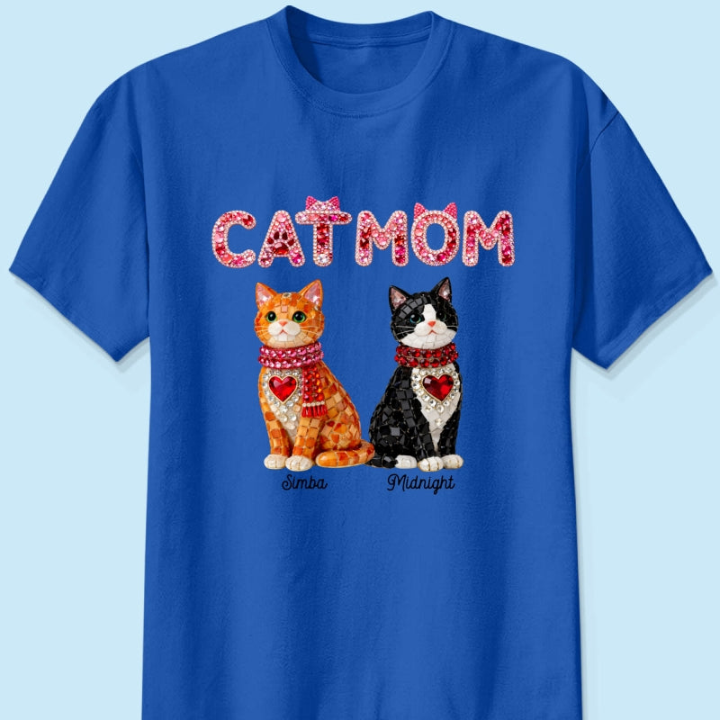 Cat Mom Shiny Pattern - Personalized Shirt - Unique Valentine's Day Gift for Cat Moms