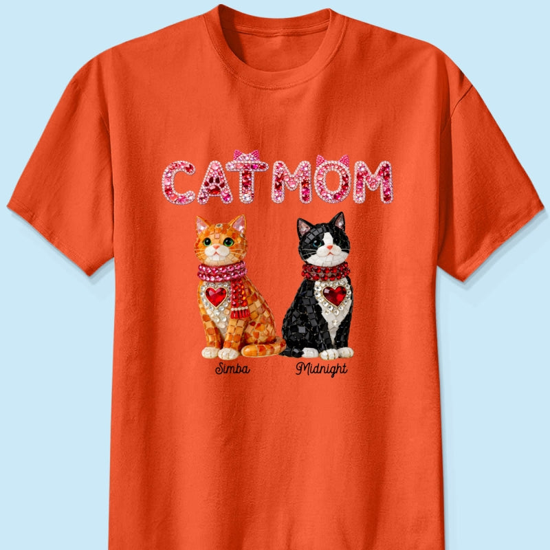 Cat Mom Shiny Pattern - Personalized Shirt - Unique Valentine's Day Gift for Cat Moms