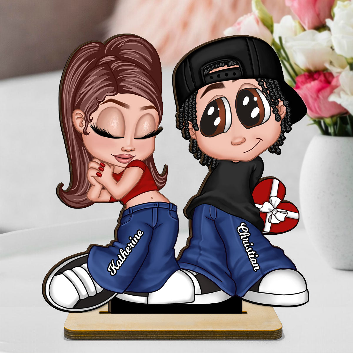 Y2K Couple Home Decor Gift For Him Gift For Her Personalized Standing Wooden Plaque
