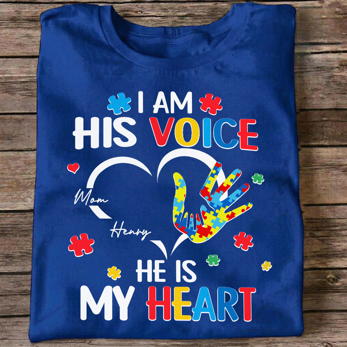 I'm His Voice He's My Heart Autism - Personalized Shirt - Autism Awareness Shirt