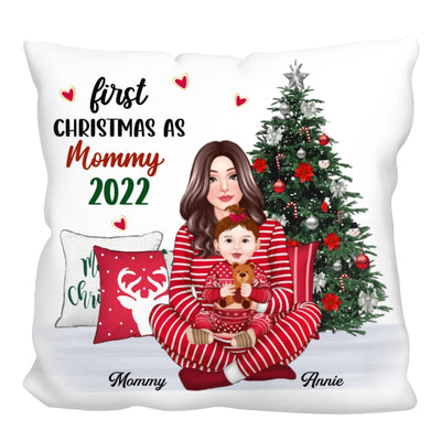 Pajamas Mom Grandma And Baby Personalized Pillow (Insert Included)