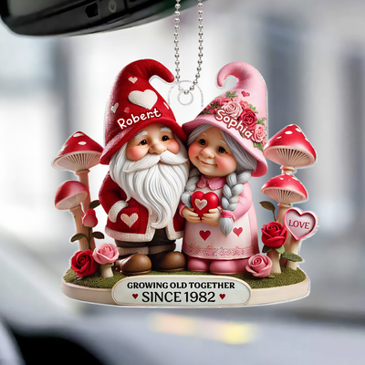 Gnome Mushroom Old Couple  Gift for him, Gift for her, Personalized Acrylic Car Hanger