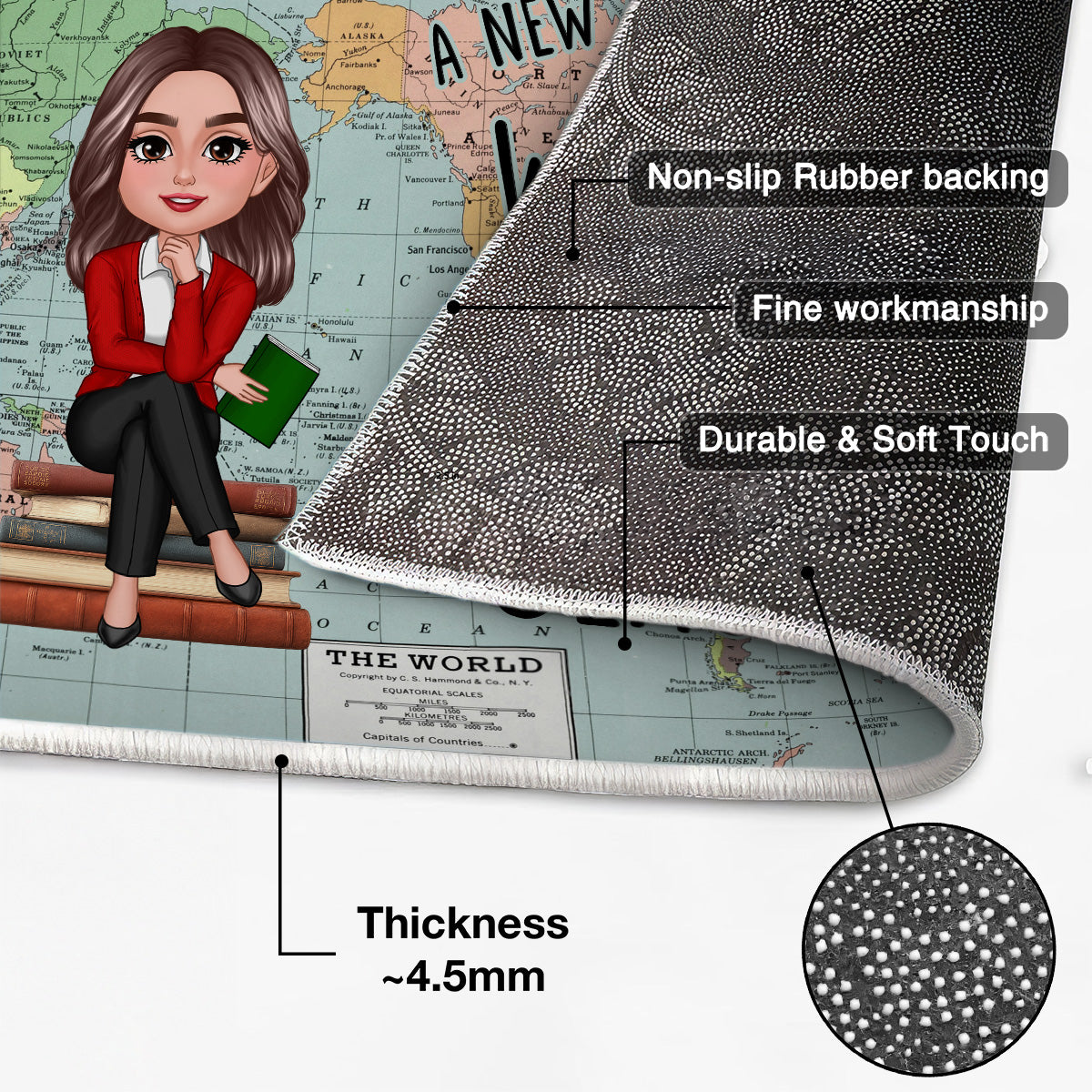 World Map Adventure Themed Teacher Welcome To Classroom Personalized Doormat, Back To School, Classroom Decor