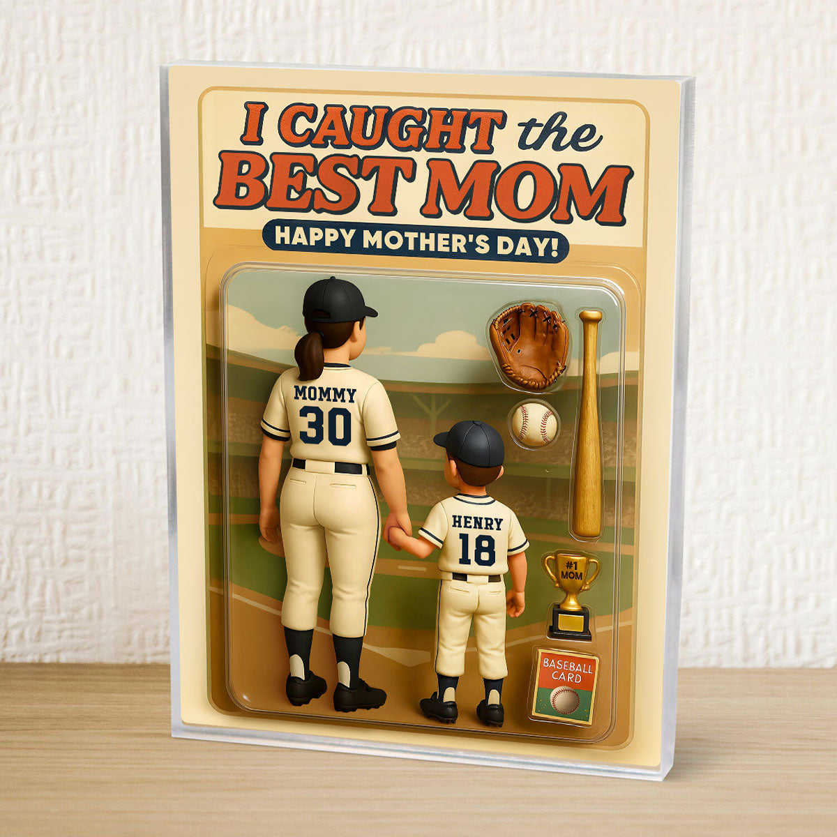 We Caught the Best Mom Baseball Custom Figure - Personalized Acrylic Block Plaque - Gift for Mom, Gift for Grandma, Gift for Wife