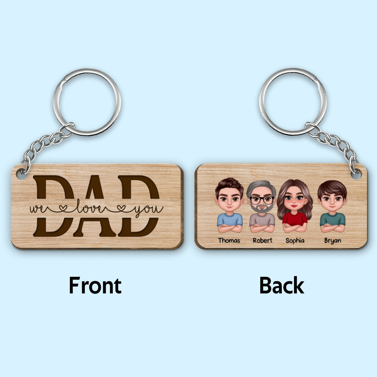 Best Dad Ever Doll Kids Personalized Wooden Keychain
