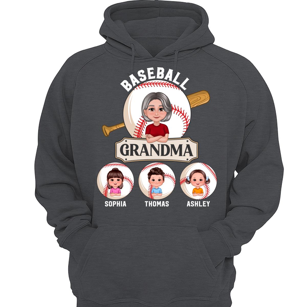 Baseball Grandma Pretty Doll Grandma Grandkids Personalized Shirt