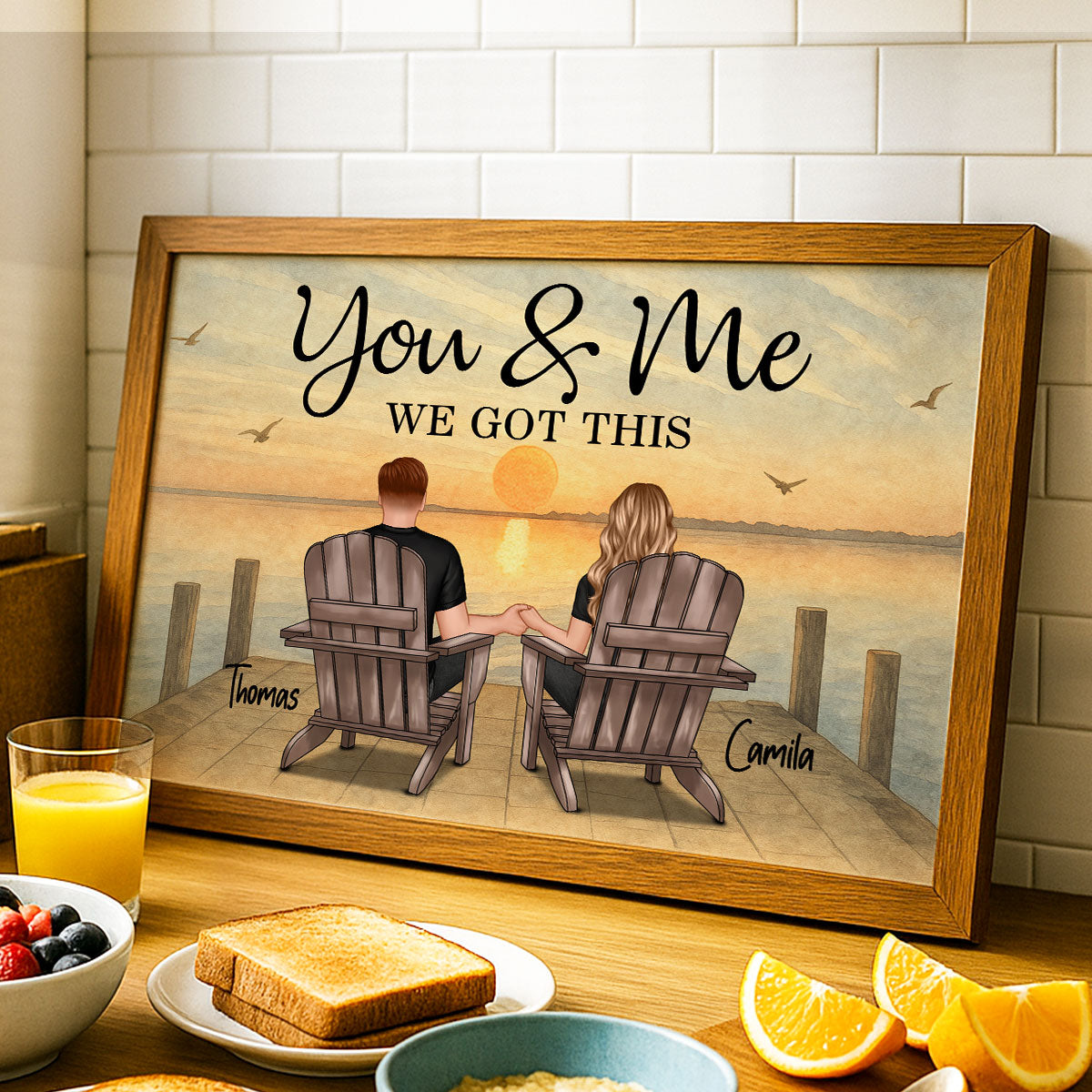 Retro Vintage Couple Mountain Landscape Personalized Poster| Heartfelt Anniversary Gift, Birthday Gift For Couple, For Him, For Her