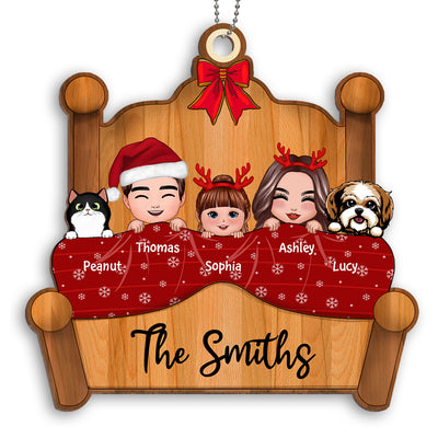 Christmas Whole Doll Family Couple Dad Mom Kid Dog Cat Personalized Wooden Ornament