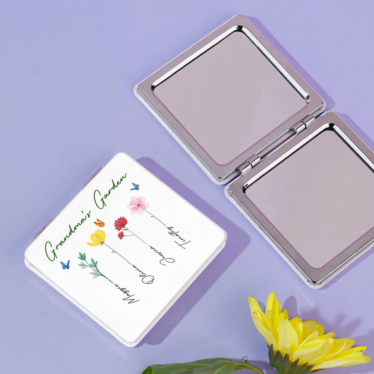 Grandma's Garden Gift Personalized Square Compact Mirror
