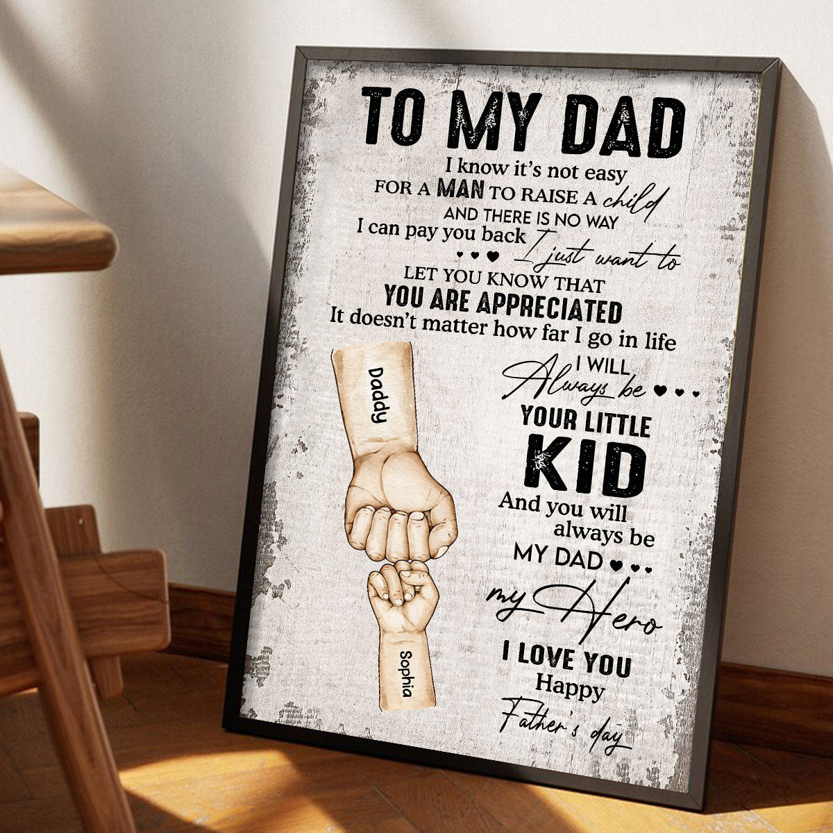 To Our Dad Fist Bump Personalized Poster
