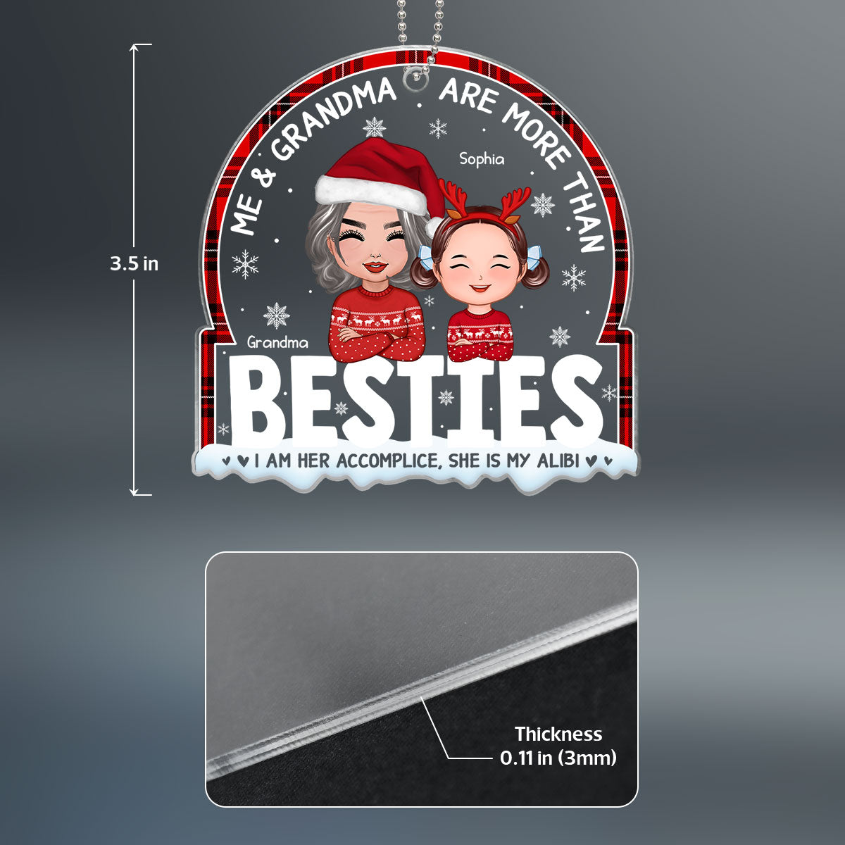 Me And Grandma Are More Than Besties Grandson Granddaughter Personalized Acrylic Ornament