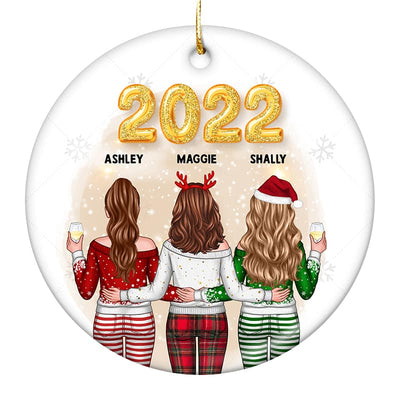 Best Friends Sisters Christmas New Year Personalized Circle Ornament