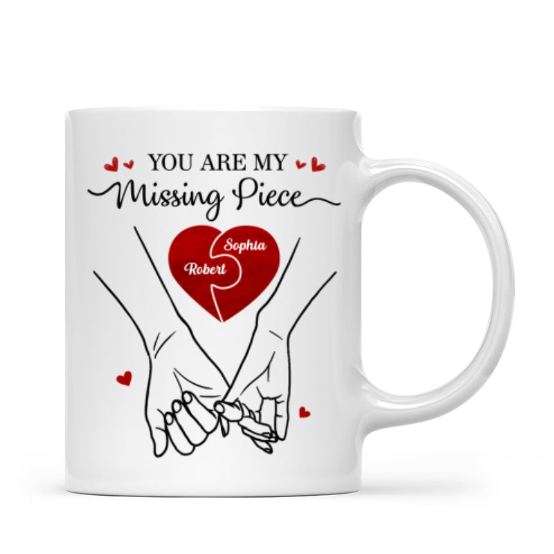 You Are My Missing Piece Couple Hands Outline Anniversary Gift  Gift Personalized Mug