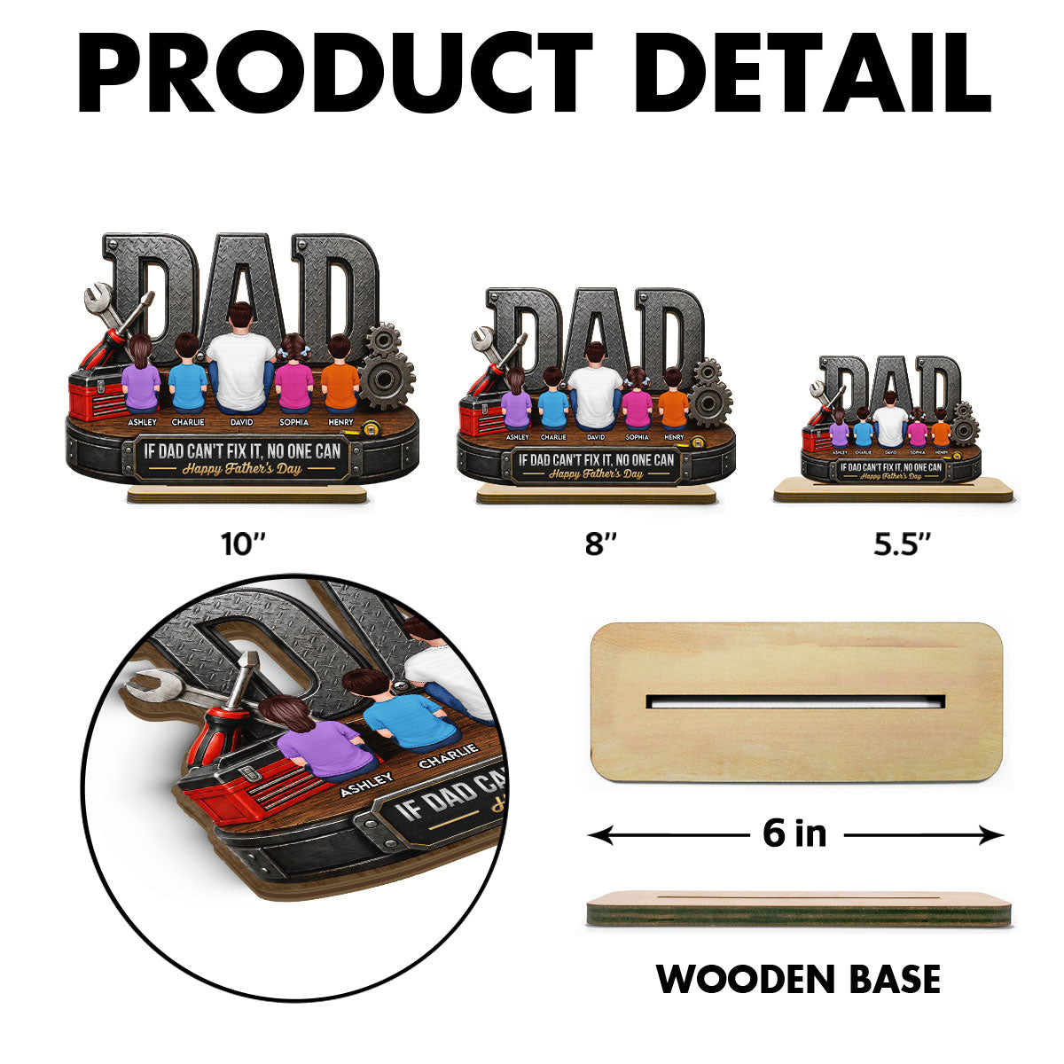 If Dad Can't Fix It No One Can - Personalized 2-Layered Wooden Plaque - Father's Day Gift For Dad, Husband, DIY Dad, Handyman