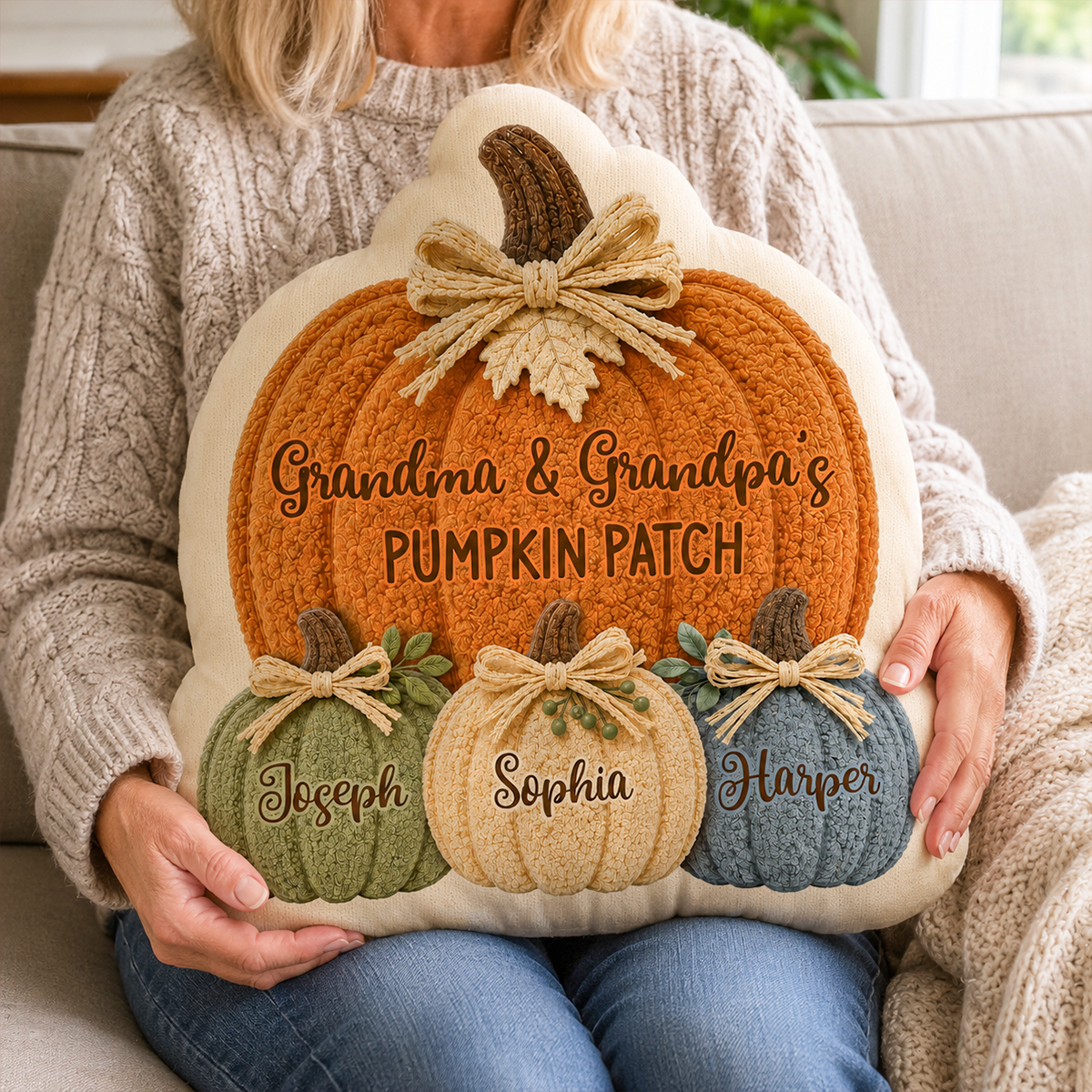 Grandma & Grandpa's Pumpkin Patch 2D Printed - Personalized Pillow - Fall Season Decor For Grandparents