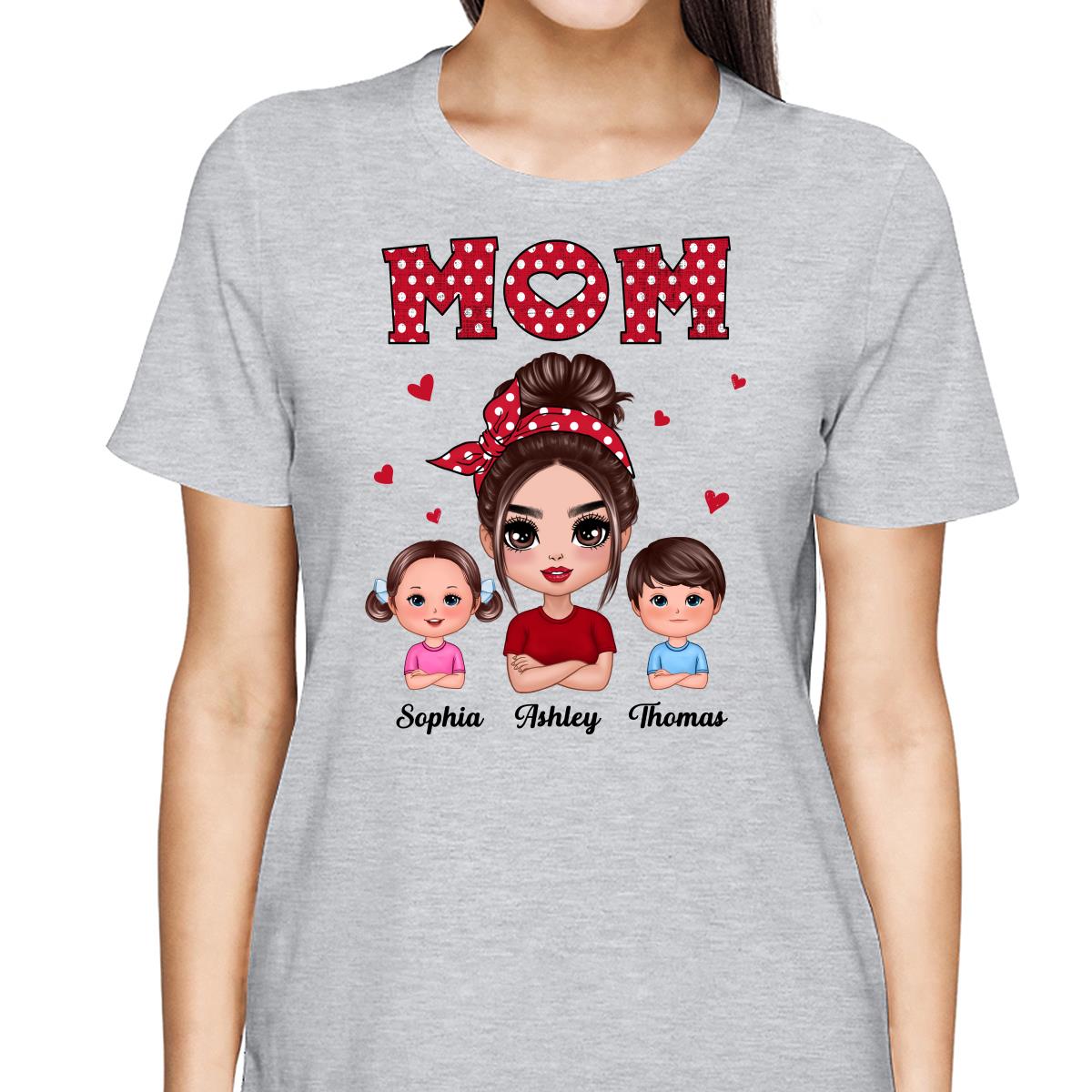 Polka Dot Pattern Mom With Kids Personalized Shirt