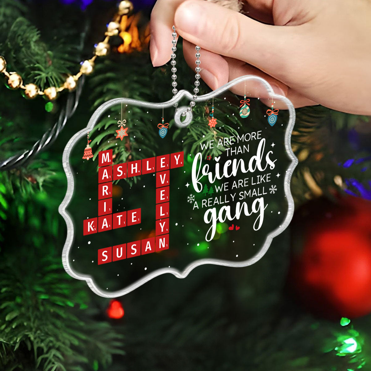 We Are More Than Friends Crossword Personalized Acrylic Ornament, Unique Christmas Gifts For Besties, Best Friends