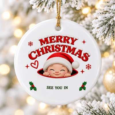 Merry Christmas Grandma & Grandpa - Personalized Ceramic Ornament - Pregnancy Announcement, Christmas Gift For Grandparents, Grandma, Grandpa, Expecting Grandparents