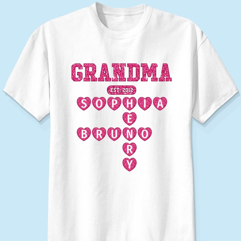 Grandma Est. Crossword Art Puzzle Unique Gift For Grandma Personalized Shirt