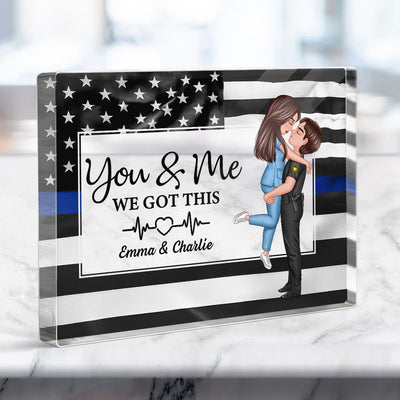 Hero Couple Patriotic USA Flag Personalized Acrylic Block Plaque, Anniversary  Gift For Him, For Her
