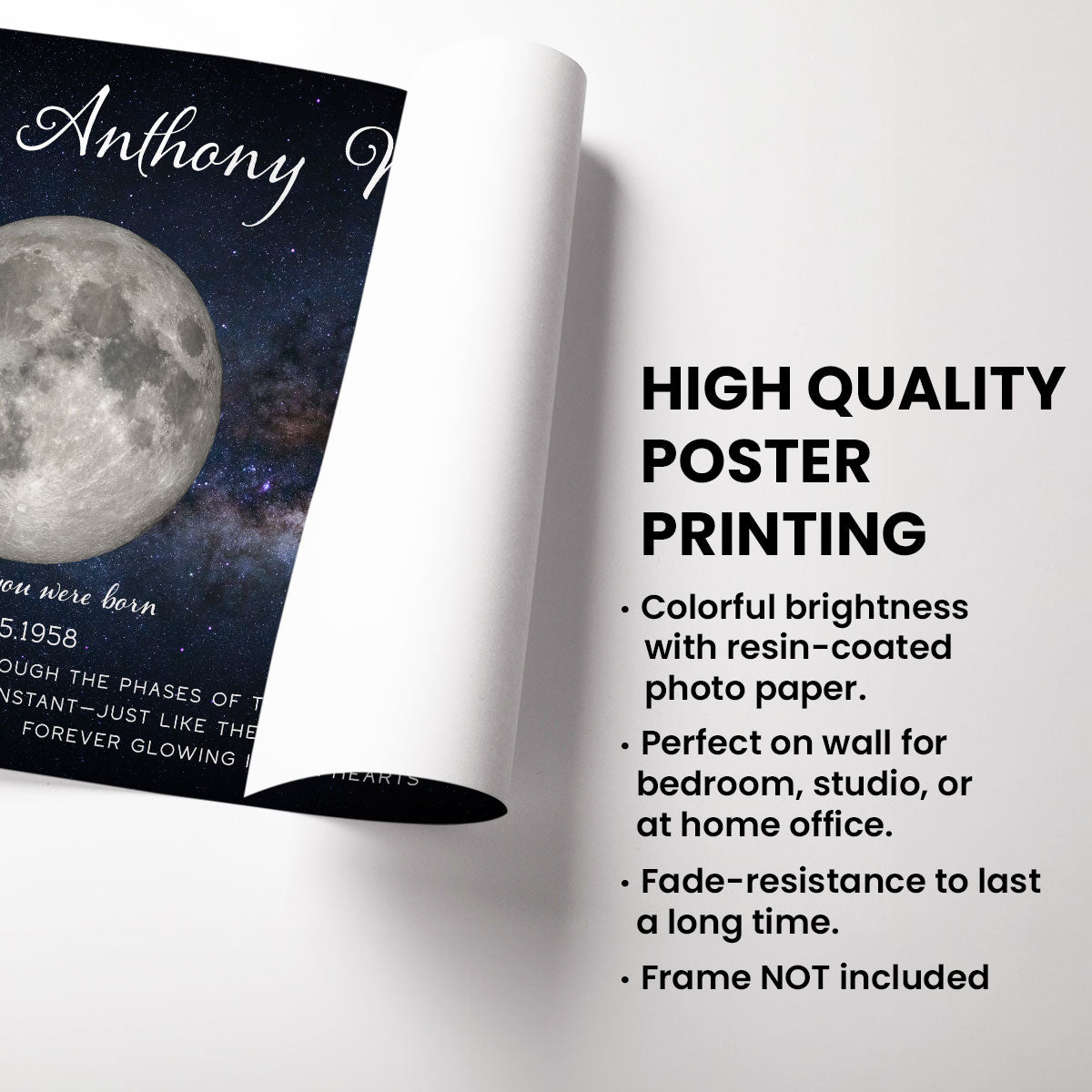 Lost Loved One Moon Phase Art Memorial Sympathy Gift - Personalized Poster